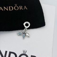 Pandora Blue Murano Glass Dolphins Dangle Charm 925 Sterling Silver #793924C01