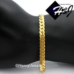 7″-11″Stainless Steel 8mm Gold Plated Miami Cuban Curb Link Chain Bracelet*GN155