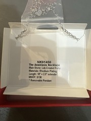 BP Rhodium Plated Lab Pink Ruby CZ Removable Charm Pendant Necklace 18″ NK91456