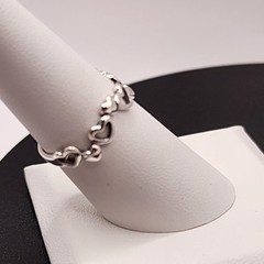 NEW 925 Sterling Silver Hearts Ring 4.5mm Size 5
