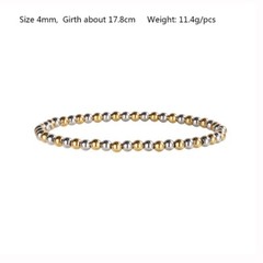 14K Gold Plated Stainless Steel Bracelet Bead Beaded Stretch Stacking T14