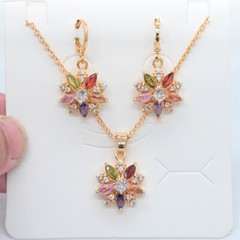 18K Yellow Gold Filled Women Multicolor Mystic Topaz Blossom Flower Jewelry Set