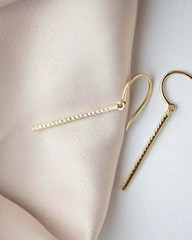 1Ct Round Cut Simulated Diamond Drop Dangle Hook Earring 14K Yellow Gold Plated