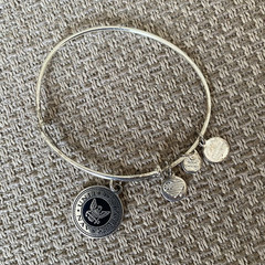 ALEX AND ANI Silver Tone, Adjustable Wire Bangle Bracelet w US Navy Charm