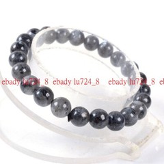 Exquisite 8mm Black Labradorite Fashion Round Gems Beads Elastic Bracelet 7.5″