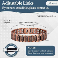 GMOX Men’s Copper Bracelet,3X Strength 99.99% Copper Magnetic Adjustable Length