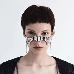 Punk Mechanical Blade Fluid Irregular Lip Jewelry Earring Set Adjustable Unisex