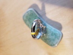 CUBIC ZIRCONIA RING,SIZE 7, RHODIUM & GOLD PLATED