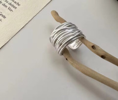 925 Sterling Silver Resizable Ring – Unique Irregular Interwire Shape Design
