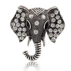 ladies fashion brooch Elephant Style with Diamante Rhinestones Black or Gold