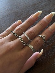 Lot of 5 Silver-Tone Stackable Fashion Rings