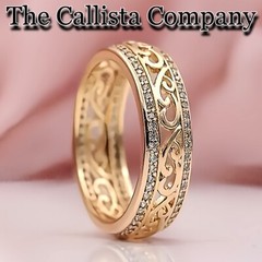 30K+ Sold LAB-CREATED RD CUT CLEAR 3A+ CZ ELEGANT GOLD ETERNITY BAND SZ 6-8