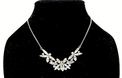 SORRELLI Clear AB Rhinestone Marquise Cluster Bib Necklace