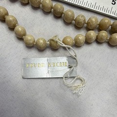 Riverstone Semi Precious Stone Bead Necklace Beige Tan Round Natural Stone 18”