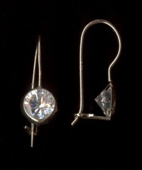 10K Solid Yellow Gold 6mm Round Cut Clear Crystal CZ Solitaire Hook Earrings )gy