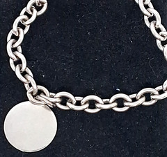 Vintage Silver Tone Chain Link Blank Tag Charm Bracelet Size 7 Inch