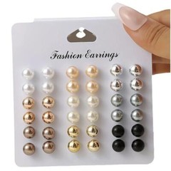 18 Pair Elegant Multi-color Imitation Pearl Stud Earrings Korean Jewelry Set New