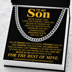 To My Son Cuban Link Chain Necklace Gift from Mom Dad Birthday Present
