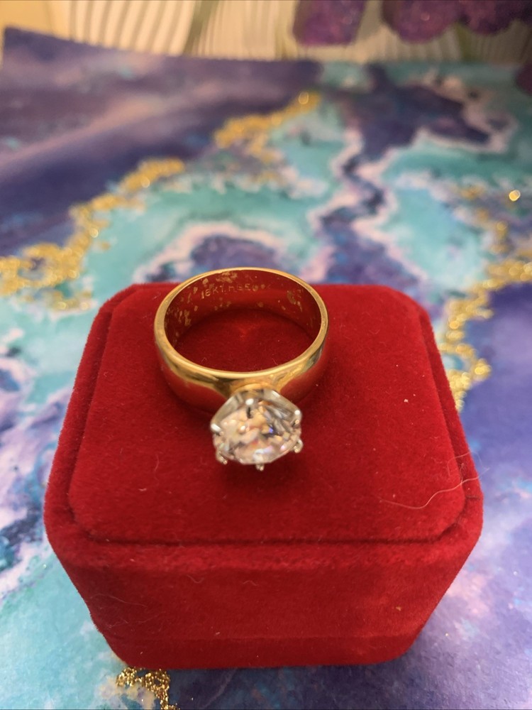 Engagement/ Wedding Style Gold Plated Ring Size 11 Faux Diamond