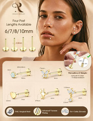 Hypoallergenic Flat Back Stud Earrings Surgical Steel Cartilage Earrings for Wom