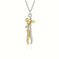 1pc Chic Black Hug Pendant Necklace Elegant Love Symbol for Couples – NEW