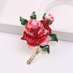 Rhinestone Rose Brooch – Exquisite Floral Design Elegant Jewelry for Women