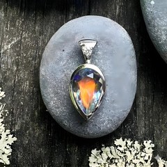 Madagascar Rainbow Moonstone Pendant Handmade 925 Silver Blue Fire Pendant