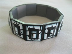 White And Black Geometric Stretch Bracelet By French Designer Lea Stein