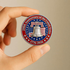 250 Years of Freedom American Enamel Lapel Pins Bulk, 10 Large, Multicolor