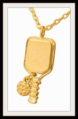 Pickleball Necklace Pendant 18K Gold Dipped Sports New