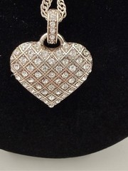 Brighton Double-Sided Crystal Heart Pendant Necklace Silver Tone Retired Rare
