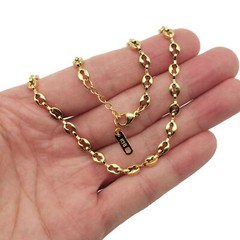 Genuine 18K Yellow Gold Filled 16″/17″ 4.5mm Puffy Mariner Link Chain Necklace