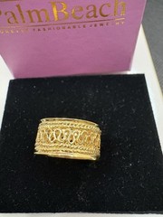 K47/ NIB Palm Beach Jewelry Open Weave Gold Plated Brass 10mm Wide Size 7 Ring