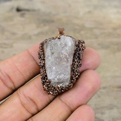 Natural White Topaz Rough Mother Electroformed Engagement Pendant Jewelry Copper