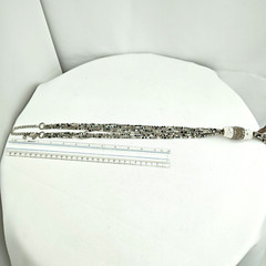 Chicos Necklace Statement Beaded White Beige Gray Clear Silver