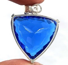 Natural Blue Sapphire 68.75Ct IGL Trillion Cut 925 Solid Pendant IGL Gems 5MSU
