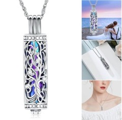 Cremation Jewelry Cylinder Urn Tree of Life Memorial Necklace Pendant for Ashes