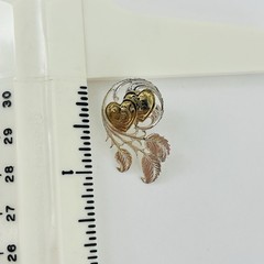 Montana Silversmiths Goldtone and Silvertone Heart Earrings, 1.25 inch, Pierced