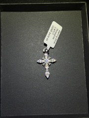 925 Sterling Silver .87 ct Moissanite Cross Charm Pendant