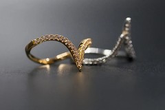 18k Gold Plated Simulated Diamond Small V Ring Gorgeous Women Fashion Jewelry
