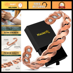 Adjustable Pure Copper Magnetic Bracelet for Men & Women – Twisted Cuff Bangle
