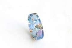 Hydrangea Ring With Real Blue Purple Petals, Nature Inspired Resin Ring
