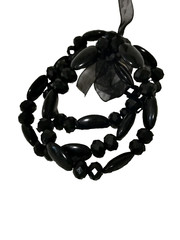 THREE BRACELETS VICTORIAN REVIVAL GOTHIC BLACK GLASS BEADED -STEAMPUNK NEO GOTH