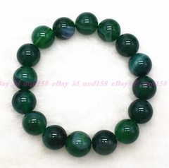 AAA BEAUTIFUL GREEN STRIPED AGATE ROUND GEMS BEADS BRACELET CATENARY 7.5″