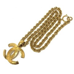 CHANEL 94P COCO Mark CC Logo Necklace Gold Matelasse Accessory Authentic JAPAN