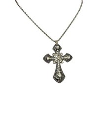 Large Victorian Cross Necklace Chain Silver Religious Gothic Grunch Whimsgoth