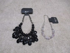 APT 9/ C RSVP Jewelry Necklace Lot Of 2 Black Stone Rhinestone NWOT