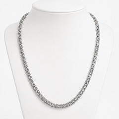 8mm Braided Wheat Chain Necklace 24in Stainless Steel Men Women Silver Tone