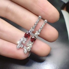 2.20Ct Oval Cut Simulated Red Ruby Lovely Drop Earrings In 14k White Gold Plated