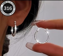 Stainless Steel Hoop Earrings Hypoallergenic Great Gift Free Shipping US Seller
